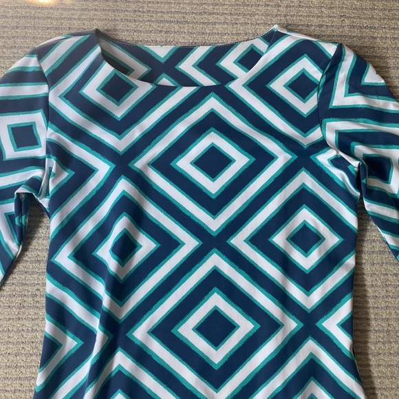 Mahi Gold 3/4 Sleeve Bimini dress in Chatham Cloth geometric print - Picture 3 of 3